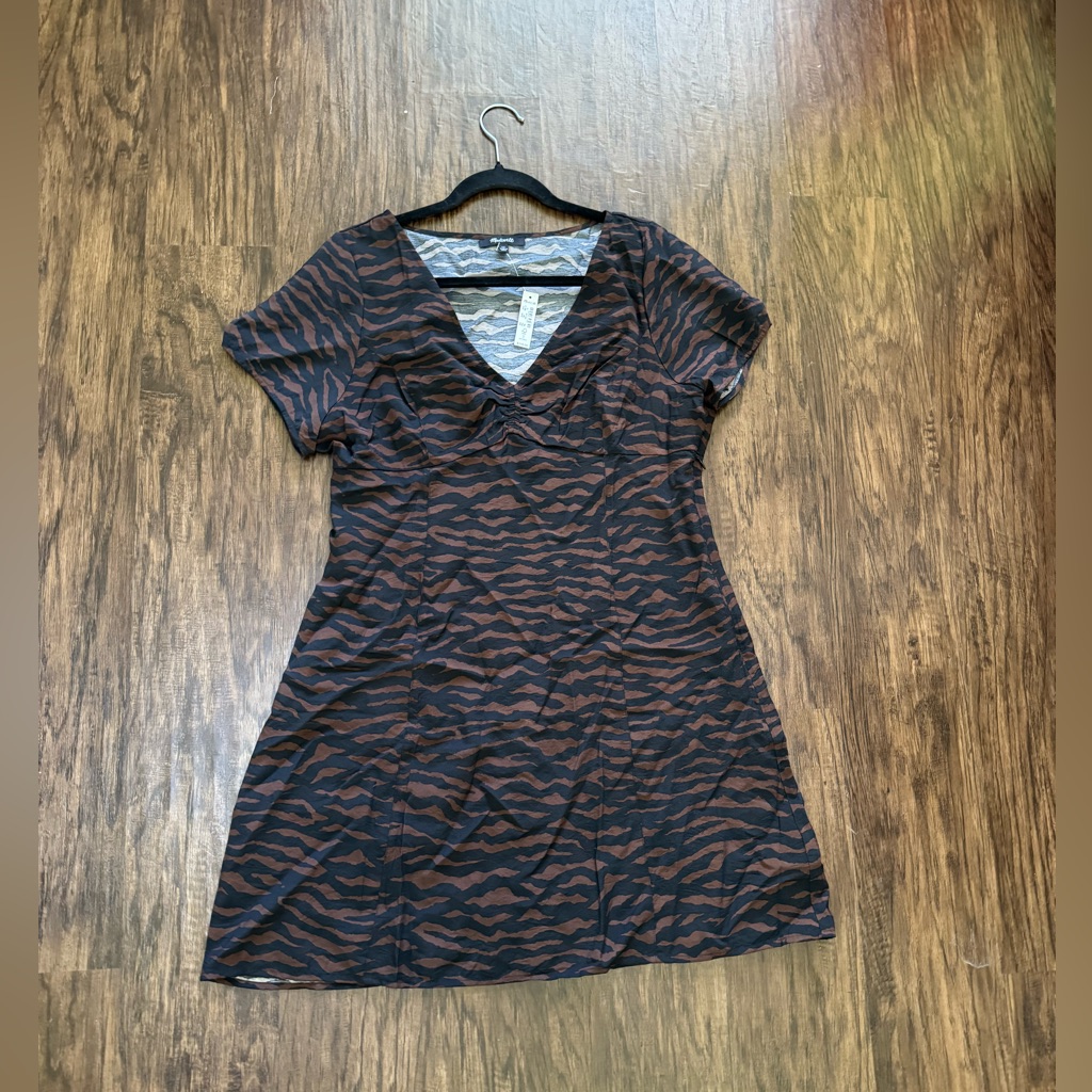 Madewell V-Neck Mini Dress In Abstract Animal